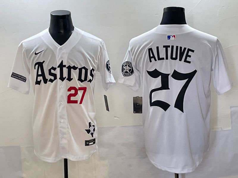 Men 2025 Houston Astros #27 Altuve White Five generations Joint Name Nike MLB Jersey style 9
